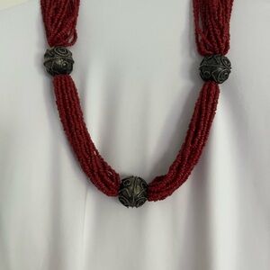 Elegant Red Beaded Necklace